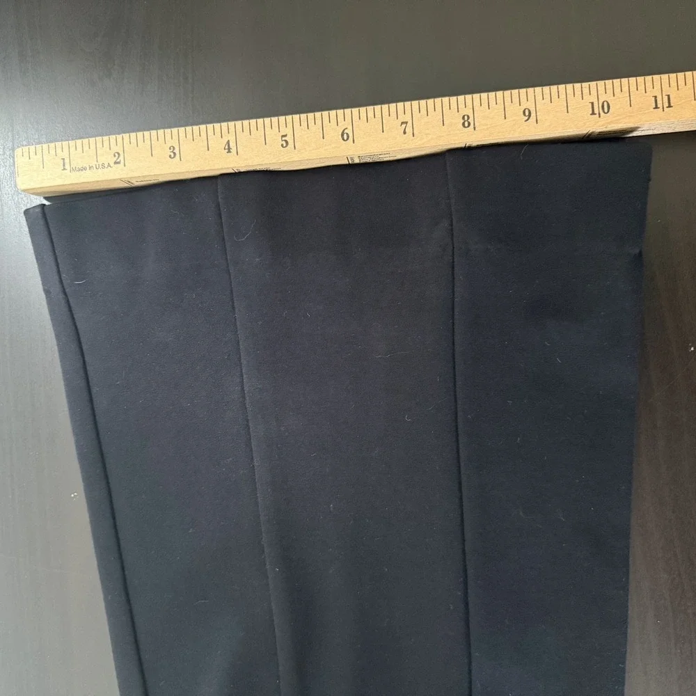Free People Seamed Knit Wide Leg Flare‎ Pants Women's Size 6 Black Front Zip Fly